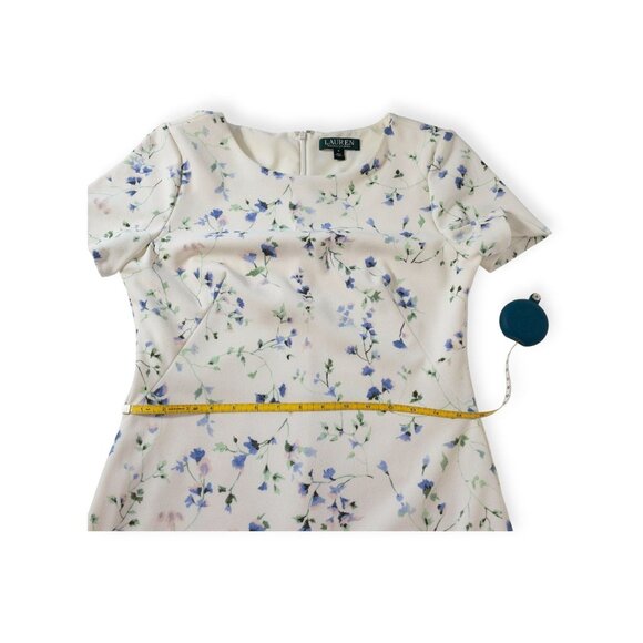 Ralph Lauren Floral Print White & Blue Short Sleeve Fit & Flare Dress Size 6 - Picture 9 of 11